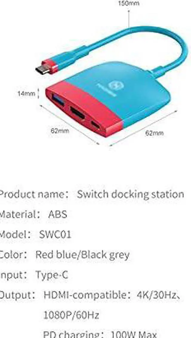 Alt view image 5 of 7 - Multi-Function Portable Docking Station USB C to 4K HDMI-Compatible USB 3.0 PD for MacBook Pro (Color : Black Grey)