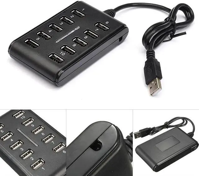 Alt view image 3 of 6 - High Speed 480 Mbps USB 2.0 Hub 10 Port Multi Personal Computer USB Hub Portable USB Splitter