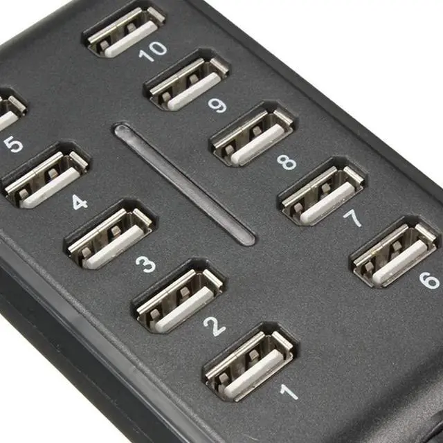 Alt view image 6 of 6 - High Speed 480 Mbps USB 2.0 Hub 10 Port Multi Personal Computer USB Hub Portable USB Splitter