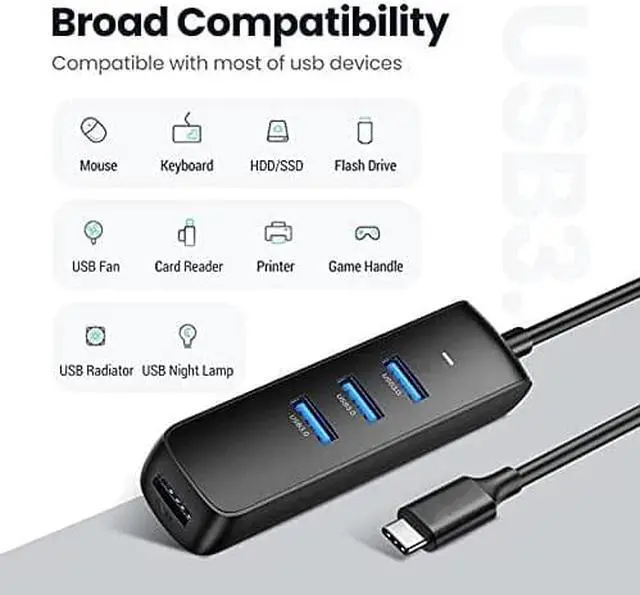 Alt view image 7 of 7 - USB HUB 3.0 Mini 4 Port USB 3.0 Splitter Micro USB Hub AdapterFour-in-one Docking Station Laptop