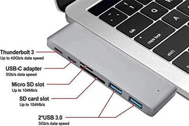 Alt view image 3 of 5 - Multifunctional USB-C Hub,USB Hub 6 in 1 Type-C USB-C Hub Adapter Dual USB 3.0 Port