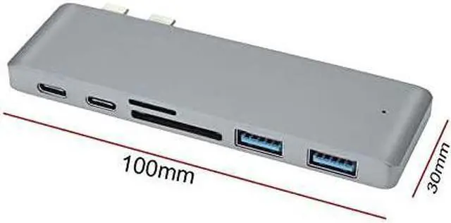 Alt view image 5 of 5 - Multifunctional USB-C Hub,USB Hub 6 in 1 Type-C USB-C Hub Adapter Dual USB 3.0 Port