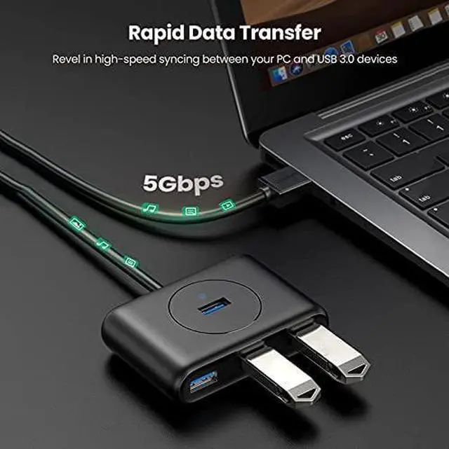 Alt view image 3 of 6 - LIUZH USB 3.0 Hub,USB Hub 4-Port USB 3.0 High-Speed USB Splitter for Hard Drives USB Flash Drive Mouse Keyboard Extend Adapter