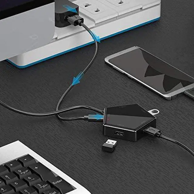 Alt view image 3 of 6 - SHYPT USB Hub,Four USB 3.0 Hub with Micro External Power Hole High Speed Four Port Splitter (Color : White)
