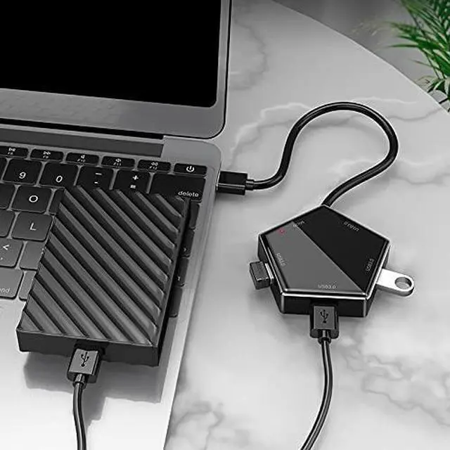 Alt view image 4 of 6 - SHYPT USB Hub,Four USB 3.0 Hub with Micro External Power Hole High Speed Four Port Splitter (Color : White)