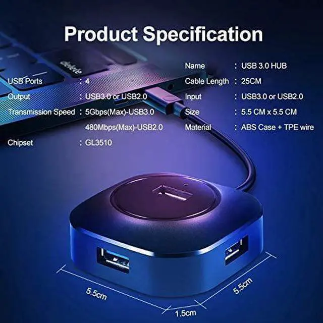 Alt view image 2 of 5 - USB 3.0 Multi USB Splitter Divisor Adapter 4 Speed Mini Multiple USB 3.0 HUB Port USB-HUB Expander