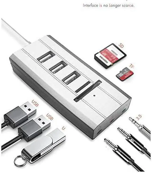 Alt view image 2 of 4 - GPPZM Multi-Port Lightweight Docking Station Practical Converter Compact Exterior Sound Card Reader Portable USB Hub