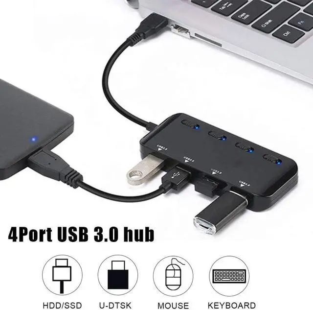 Alt view image 4 of 5 - USB3.0 Hub,4 Port High Speed Splitter Micro USB Hub Tablet Laptop Computer Notebook