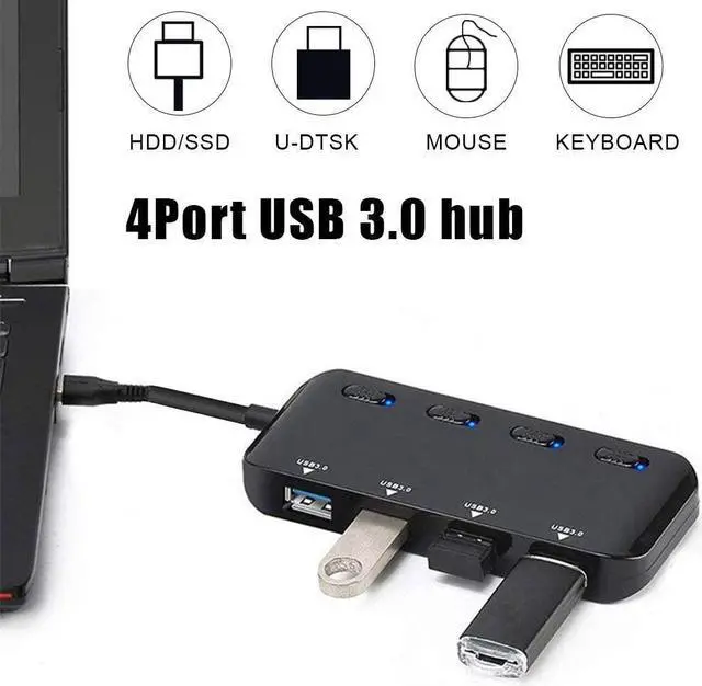 Alt view image 3 of 5 - USB3.0 Hub,4 Port High Speed Splitter Micro USB Hub Tablet Laptop Computer Notebook