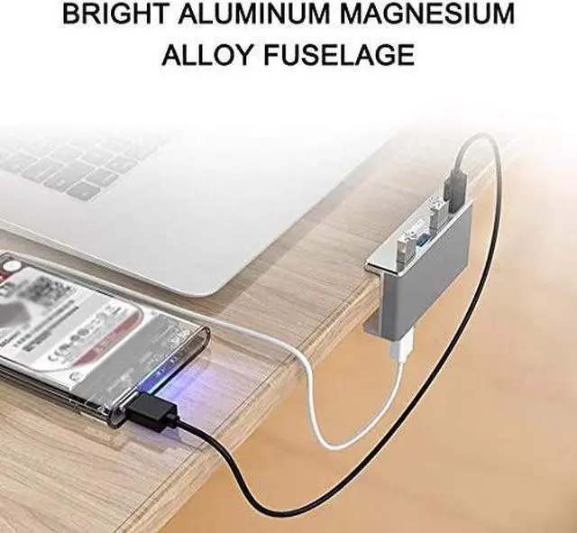 Alt view image 4 of 7 - Aluminum 4 Port Multifunctional USB 3.0 Clip-Type USB C HUB for Desktop Laptop Clip Range