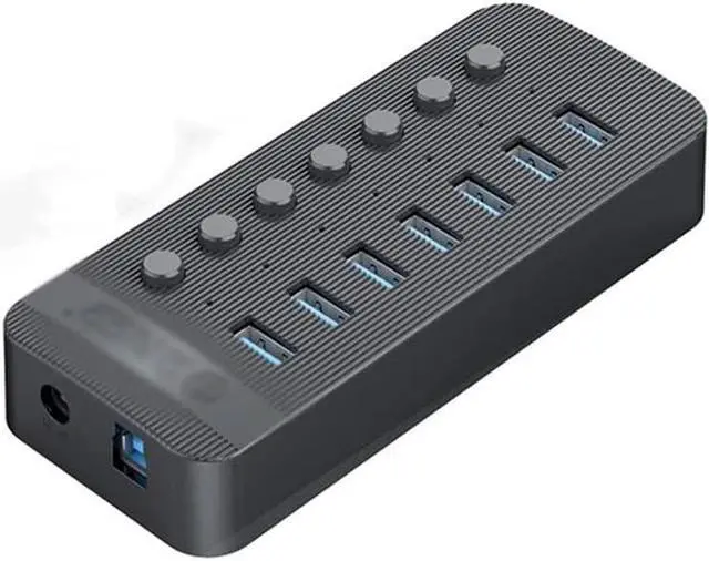 Main image of 7 Port Powered USB 3.0 HUB BC1.2 Charger Splitter with Individual on/Off Switches and 12V/2A Power Adapter for PC Computer