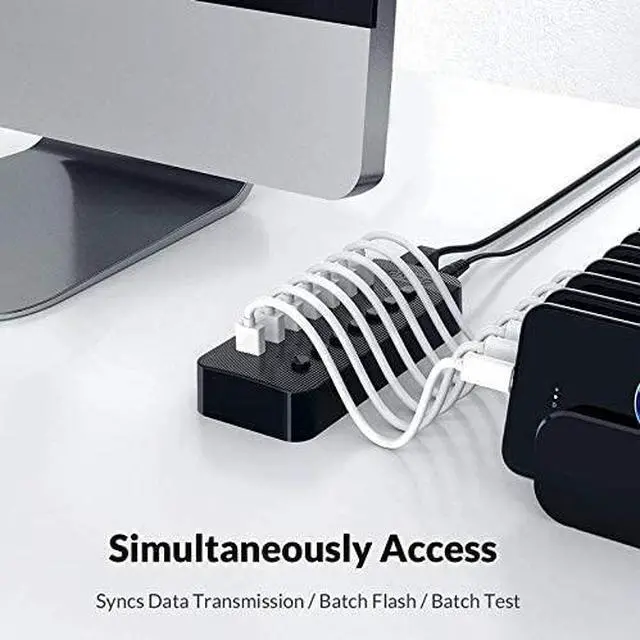 Alt view image 3 of 6 - 7 Port Powered USB 3.0 HUB BC1.2 Charger Splitter with Individual on/Off Switches and 12V/2A Power Adapter for PC Computer