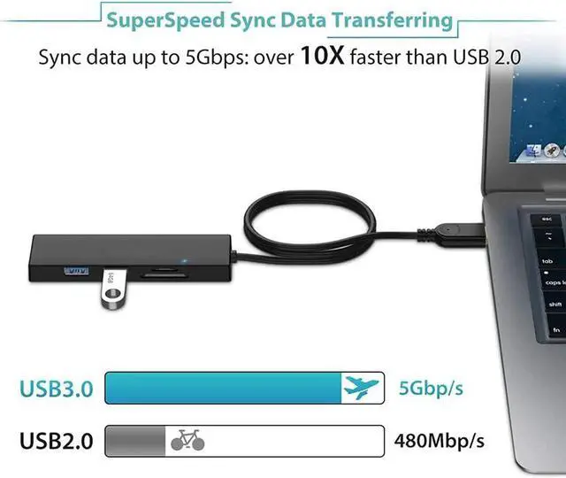 Alt view image 4 of 7 - USB HUB 4 Port USB 2.0 Port PC Tablet Portable OTG Aluminum USB Splitter Cable Accessories
