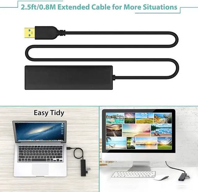 Alt view image 5 of 7 - USB HUB 4 Port USB 2.0 Port PC Tablet Portable OTG Aluminum USB Splitter Cable Accessories