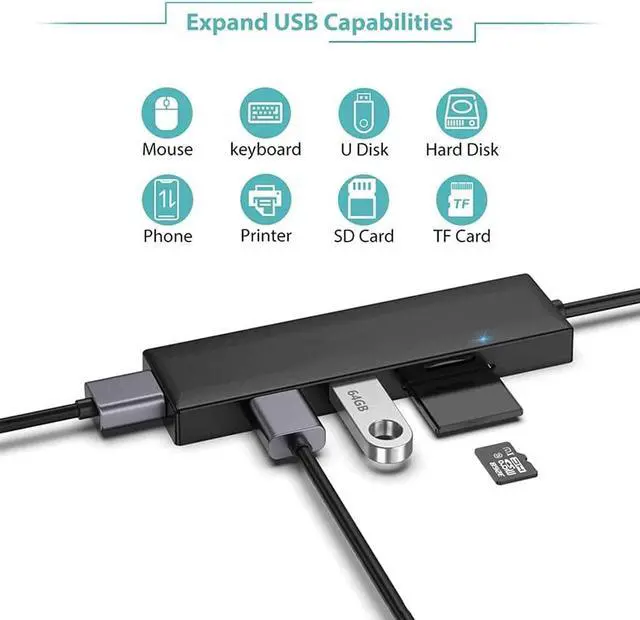 Alt view image 6 of 7 - USB HUB 4 Port USB 2.0 Port PC Tablet Portable OTG Aluminum USB Splitter Cable Accessories