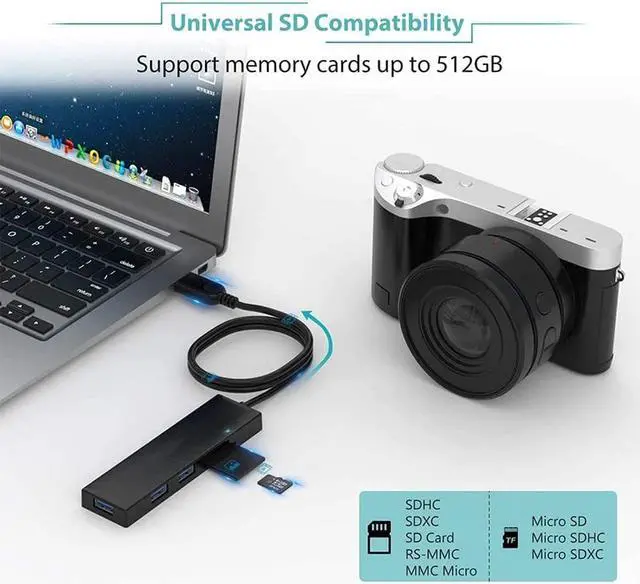 Alt view image 7 of 7 - USB HUB 4 Port USB 2.0 Port PC Tablet Portable OTG Aluminum USB Splitter Cable Accessories