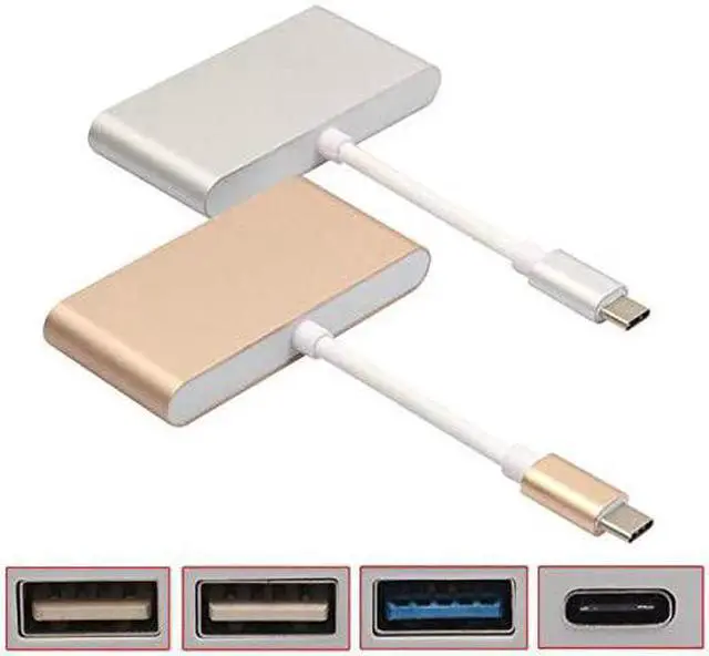Alt view image 5 of 5 - USB3.0, 5Gbps High-Speed Transmission Type C to USB 3.1/PD+3USB 3.0 HUB Adapter USB Type C Hub (Color : Silver)