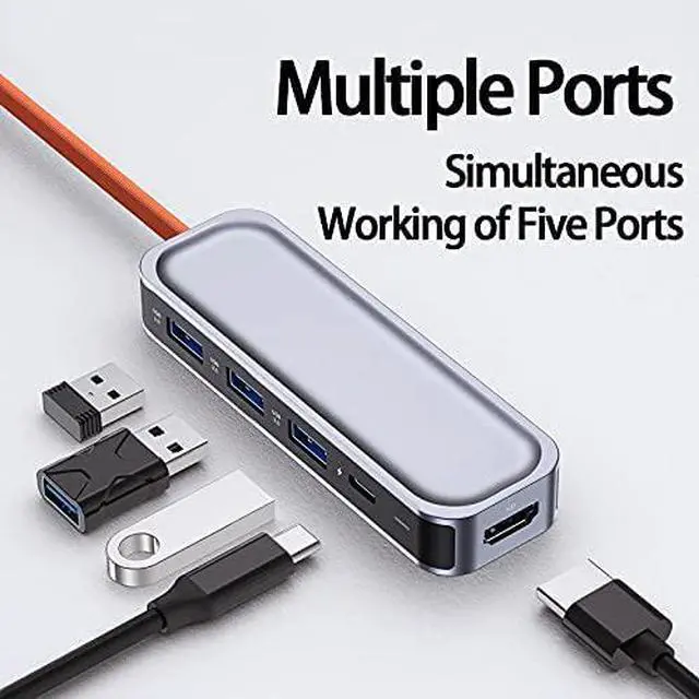 Alt view image 4 of 6 - SHYPT USB C Hub HDMI with PD Power Adapter for Laptop Type C Docking Station for Phone USB Splitter 100W with 4K Output