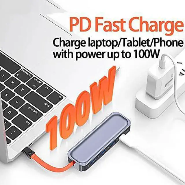 Alt view image 3 of 6 - SHYPT USB C Hub HDMI with PD Power Adapter for Laptop Type C Docking Station for Phone USB Splitter 100W with 4K Output