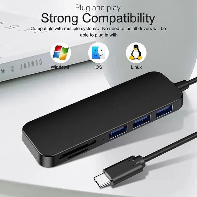 Alt view image 5 of 7 - USB C Hub USB Hub 3.0 Multi USB Splitter Adapter 3 Port Card Reader High Speed Type C Mini USB-Hub Extension Cable