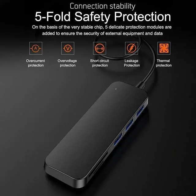 Alt view image 7 of 7 - USB C Hub USB Hub 3.0 Multi USB Splitter Adapter 3 Port Card Reader High Speed Type C Mini USB-Hub Extension Cable