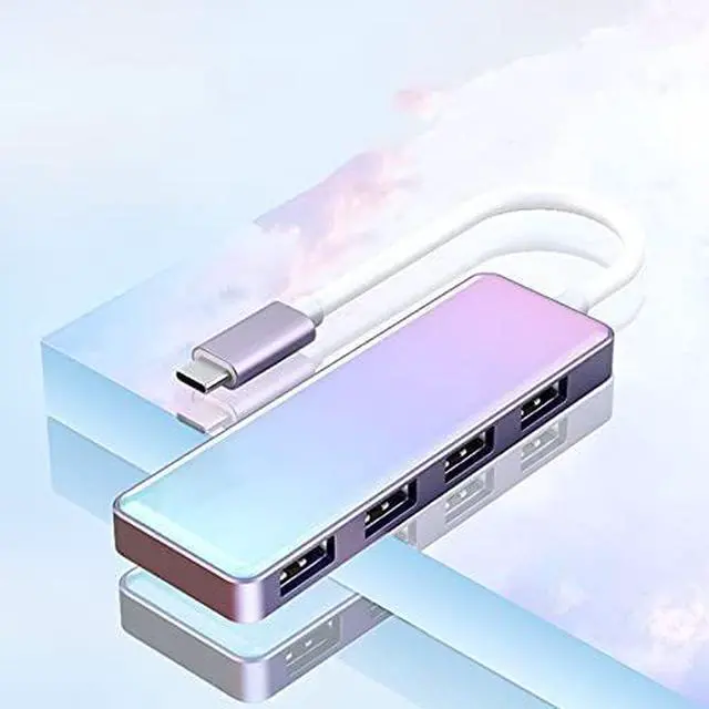 Alt view image 2 of 5 - USB 3.0 Gradient Color Mirror Splitter Typec External Notebook Hub Expansion Dock USP Multi-Interface Converter Hub One Drag Four USB Adapter