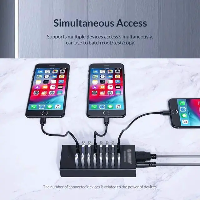 Alt view image 4 of 5 - 16 Port USB2.0 Hub with 12V2A Power Adapter 3.3Ft / 1M Data Cable for MacBook Air Laptop PC Tablet