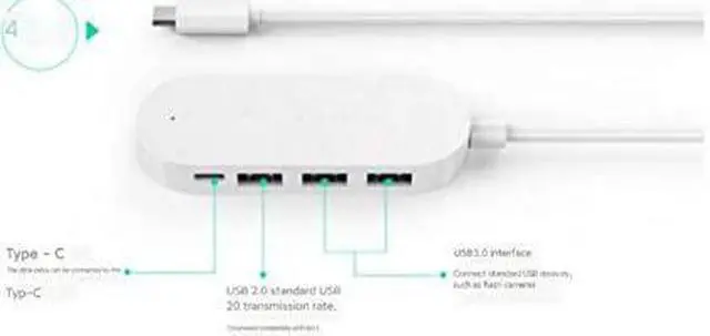 Alt view image 2 of 4 - USB Hub One for Four Multi-Port Hub,Type-c to USB3.0 Splitter for Hub Extension USB-c Converter (Color : Black) (White)