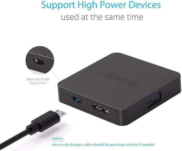 Alt view image 4 of 7 - Super Speed 4 Port USB HUB 3.0 Portable OTG HUB USB Splitter with Micro B Power Port for Laptop PC Tablet