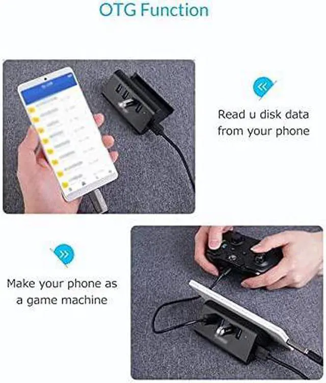 Alt view image 5 of 6 - 5Gbps High Speed Mini 4 Port USB3.0 HUB Splitter for Desktop Laptop with Stand Holder for Phone Tablet PC