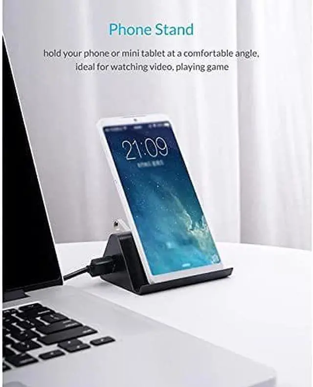 Alt view image 6 of 6 - 5Gbps High Speed Mini 4 Port USB3.0 HUB Splitter for Desktop Laptop with Stand Holder for Phone Tablet PC