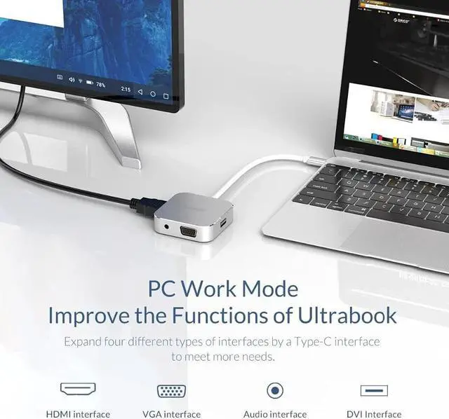 Alt view image 5 of 6 - Hubs USB Type-C to -Compatible VGA Audio USB3.0 Adapter Docking Station for Type C USB 3.0 HUB USB Hubs