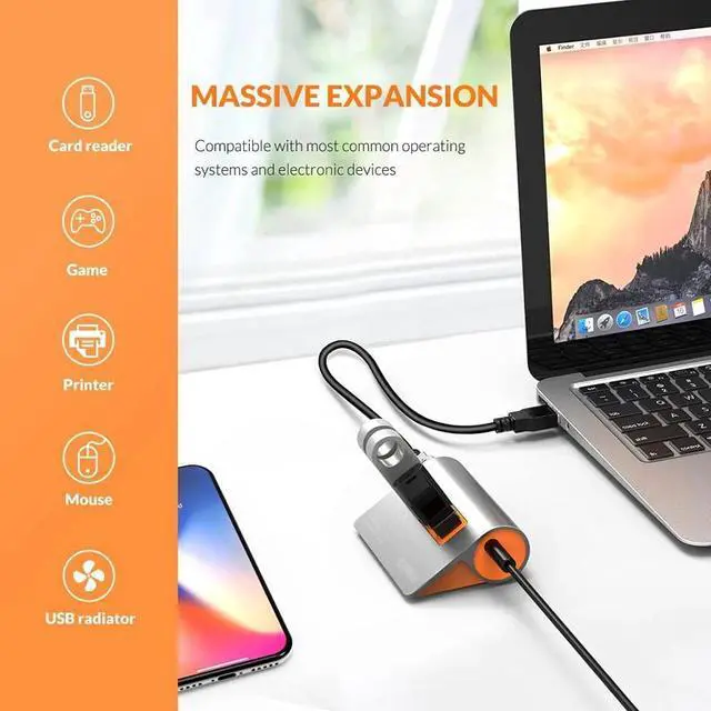 Alt view image 4 of 6 - Multi-Interface Converter,USB3.1 Gen2 Hub Aluminum USB Hub PC Splitter 10Gbps Super Speed