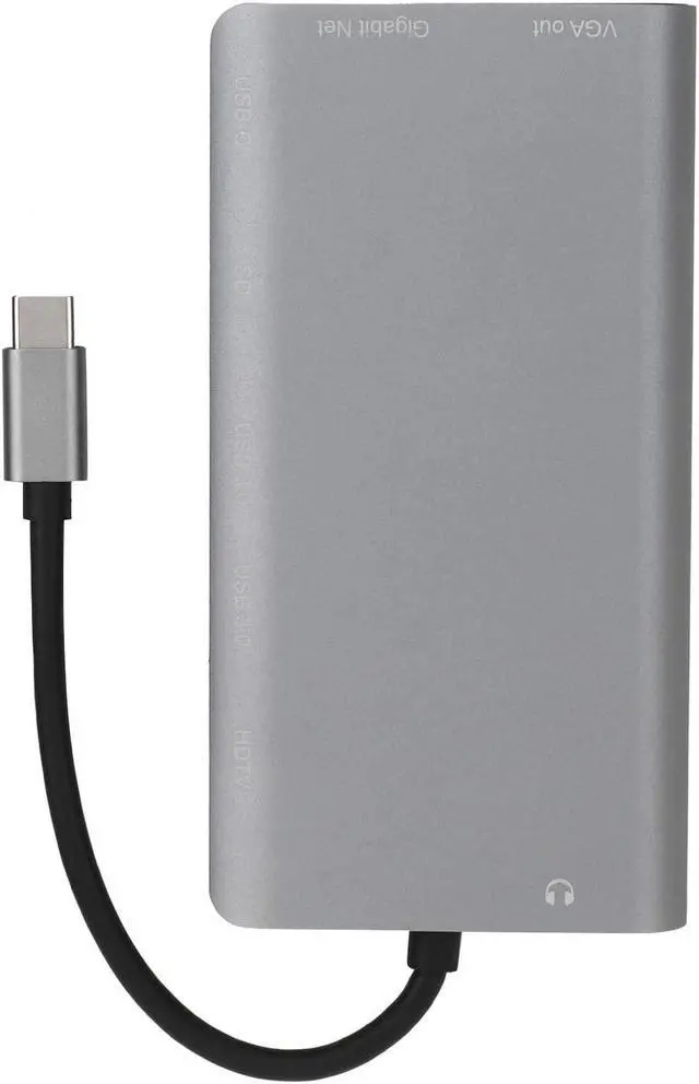 Alt view image 5 of 7 - 8 in 1 Multifunction Laptop Hub, Type C to RJ45 VGA USB3.0 Jack SD HDTV PD Interface, 60W Fast Charging, High Speed Data Transmission, Aluminum Alloy Material, Gray