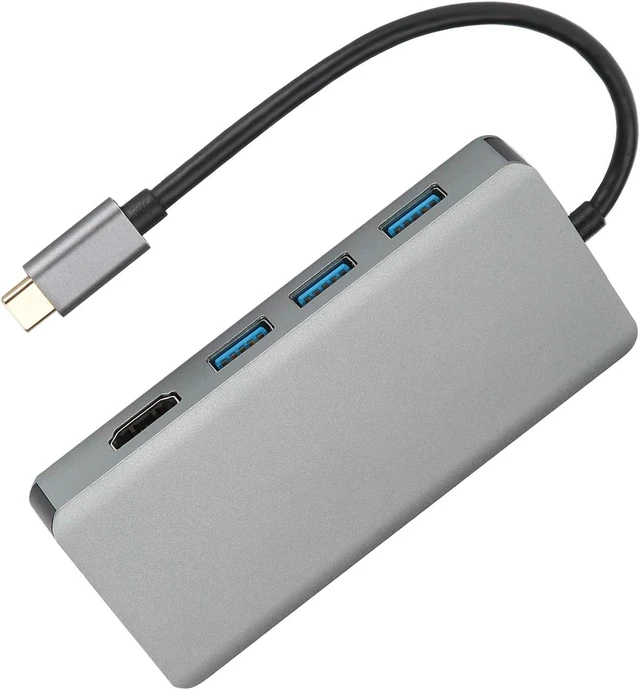 Alt view image 6 of 7 - Type C to VGA Converter USB Hub Adapter B0504, Gray Aluminum Shell, 3 USB Ports, Support 4K Resolution for Monitors Projectors