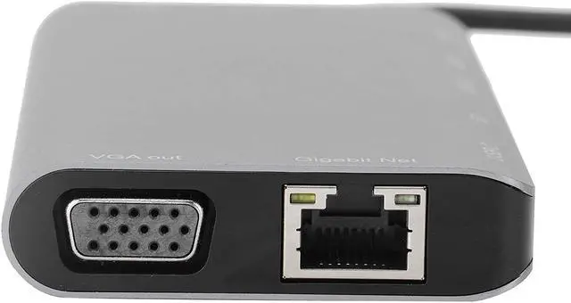 Alt view image 4 of 7 - 8 in 1 Multifunction Hub, Type C to RJ45 VGA USB3.0 Jack SD HDTV PD Interface, Fast Charging Support, High Speed Data Transmission, Anti Fingerprint Aluminum Alloy Design, Gra