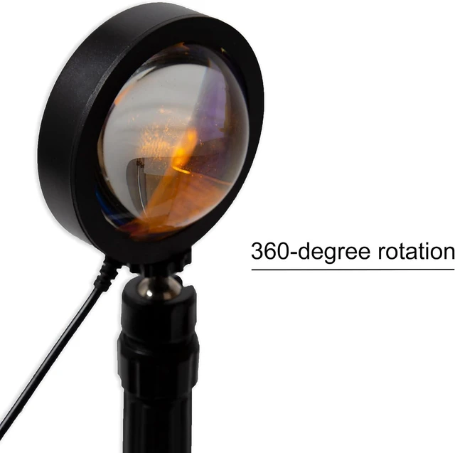 Alt view image 3 of 6 - Truu Design 360-Degree Rotation Projector Sunset Lamp for Golden Hour Light Bedroom Aesthetic with USB Cable, 15 inches, Black