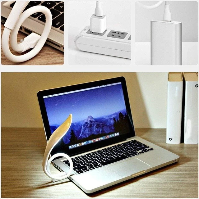 Alt view image 3 of 5 - Small Black Table lamp USB Led Desk Lamp Portable Rectangle Glow Light Flexo Flexible Table Lamps LED Bulb Reading Book Lights for Computer PC Laptop