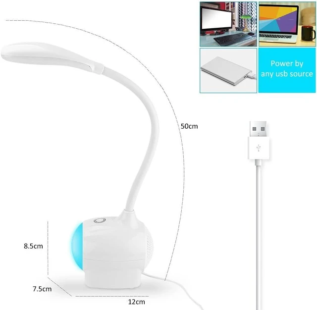 Alt view image 5 of 7 - ELEOPTION Dimmable Color LED Desk Lamp Touch-Sensitive Control Panel with 3 Adjustable Brightness Levels 7 Colorful Atmosphere Light with USB Charging Port