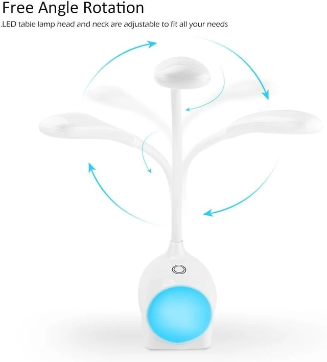 Alt view image 6 of 7 - ELEOPTION Dimmable Color LED Desk Lamp Touch-Sensitive Control Panel with 3 Adjustable Brightness Levels 7 Colorful Atmosphere Light with USB Charging Port