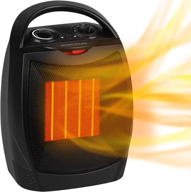 Main image of Portable Electric Space Heater with Thermostat, 1500W/750W Safe & Quiet Ceramic Heater Fan, Heat Up 200 sq. Ft for Office Room Desk Indoor Use (Black)