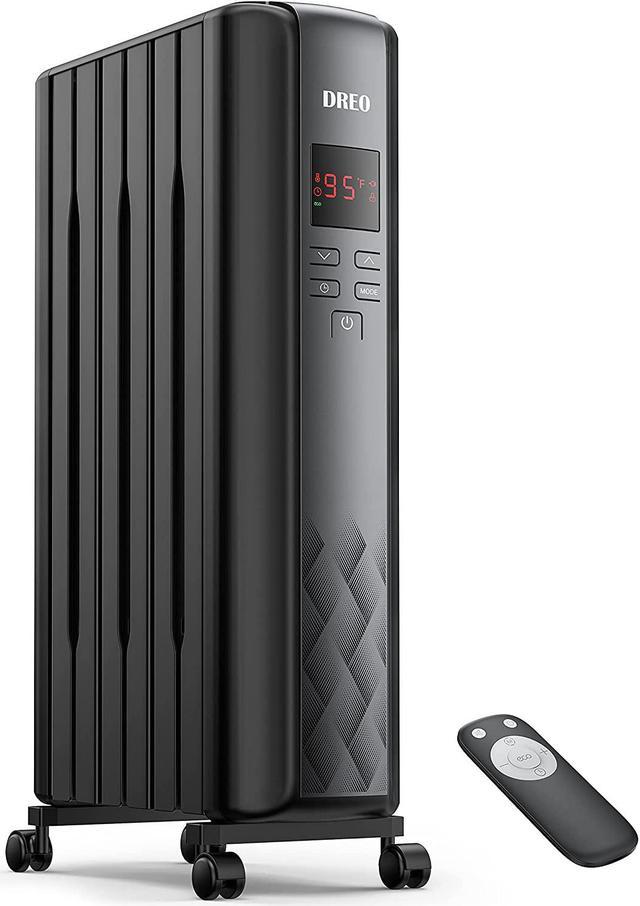 Dreo Radiator Heater, 2021 Upgrade 1500W Electric Portable Space Oil Filled Heater with Remote Control, 4 Modes, Overheat & Tip-Over Protection, 24h Timer, Digital Thermostat, Quiet, Indoor USB Gadgets Newegg.com