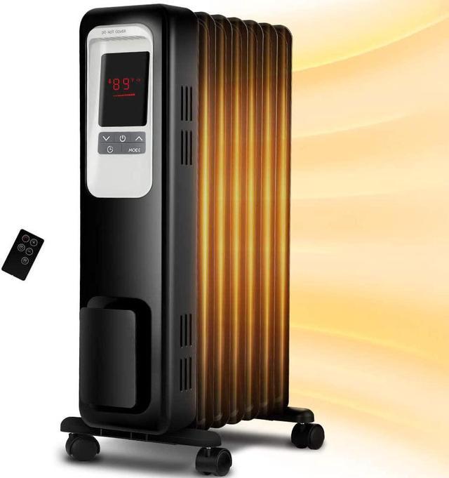 Space Heater, KopBeau 1500W Oil Filled Radiator Electric Heater Digital Thermostat, 24 Hrs Timer & Remote, Portable Heater for Full Room Indoor USB Gadgets - Newegg.com