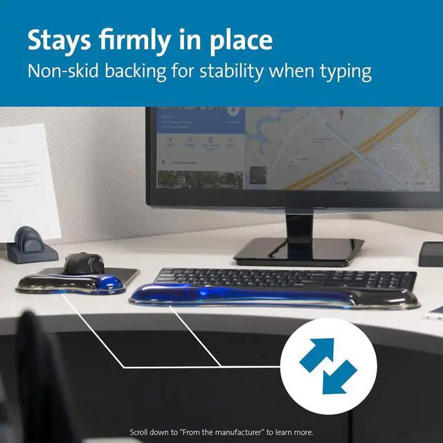 Alt view image 6 of 7 - Duo Gel Mouse & Keyboard Wrist Rest Bundle Set Ergonomic Keyboard and Mouse Pad With Wrist Support Keyboard Wrist Rest Computer Keyboard Pad Cooling Gel Non-Skid Backing Blue K52920WW
