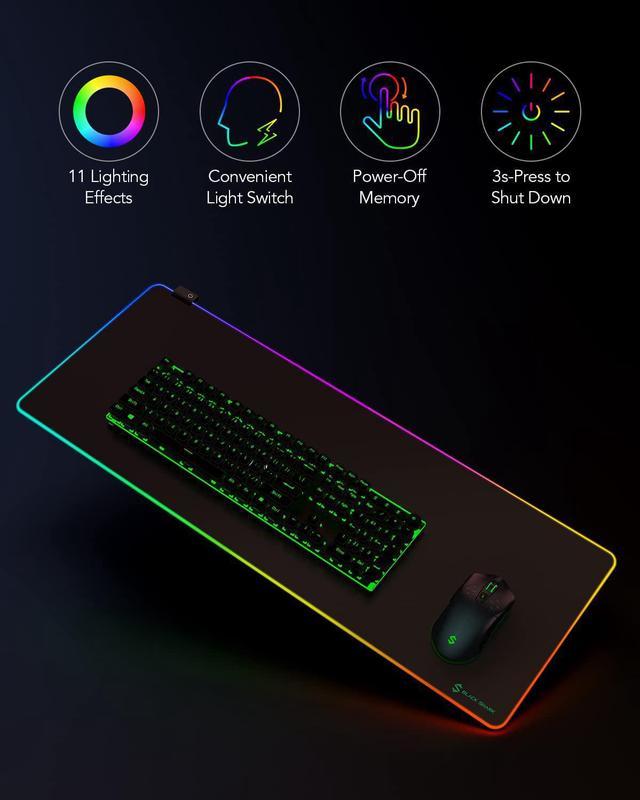 kom videre lodret Zoologisk have RGB Gaming Mouse Pad 31.5 x 11.8 x 0.15 Large LED Mouse Mat with Smooth  Surface and 11 RGB Modes Desk Pad with Anti-Fray Stitched Edges and  Non-Slip Rubber Base Manta P6