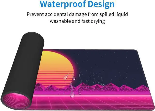 Alt view image 4 of 7 - Retro Purple Cool Vaporwave Gaming Mouse Pad Large XL Desk Mat Long Extended Pads Big Mousepad for Home Office Decor Accessories 31.5 X 11.8 Inch