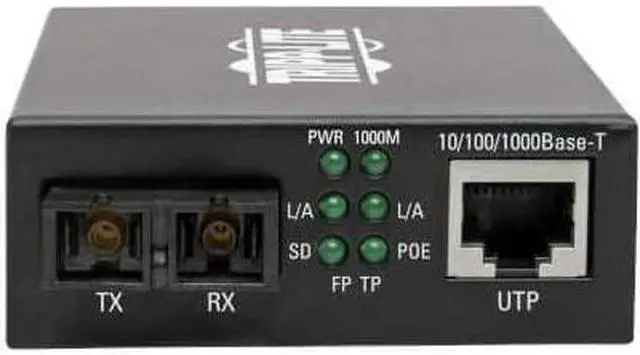Alt view image 3 of 5 - Tripp Lite Singlemode Fiber Media Converter, Fiber to Ethernet Converter, Gigabit, POE+, 10/100/1000 SC, 1310 nm, 20 km (N785-P01-SC-SM1)