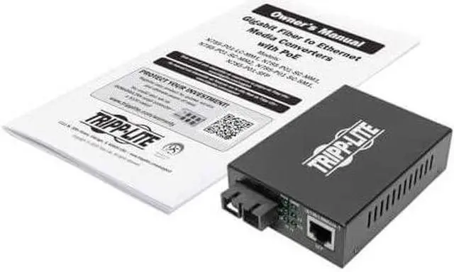 Alt view image 5 of 5 - Tripp Lite Singlemode Fiber Media Converter, Fiber to Ethernet Converter, Gigabit, POE+, 10/100/1000 SC, 1310 nm, 20 km (N785-P01-SC-SM1)