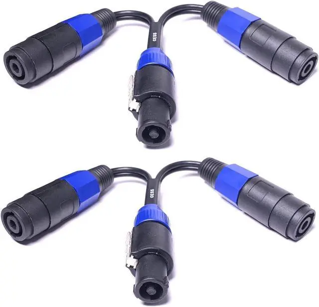 Main image of CESS-132 Speakon Splitter Cable, Speak-on Break Out for Speaker Cable, 2 Pack (1-Male to 2-Female)