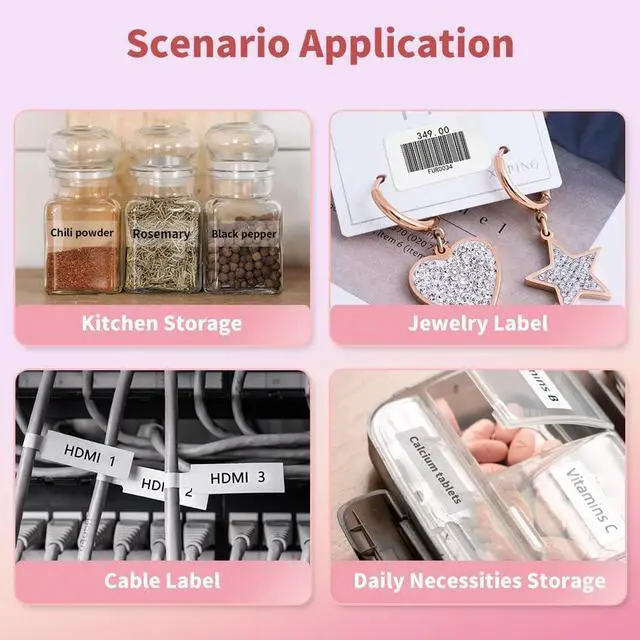 Alt view image 6 of 7 - Phomemo Bluetooth Label Maker Machine with Tape, D30 Portable Pocket Labeler with Different Fonts for Jars, Rechargeable Inkless Handy Thermal Smart Label Maker Printer, Compatible with iOS & Android